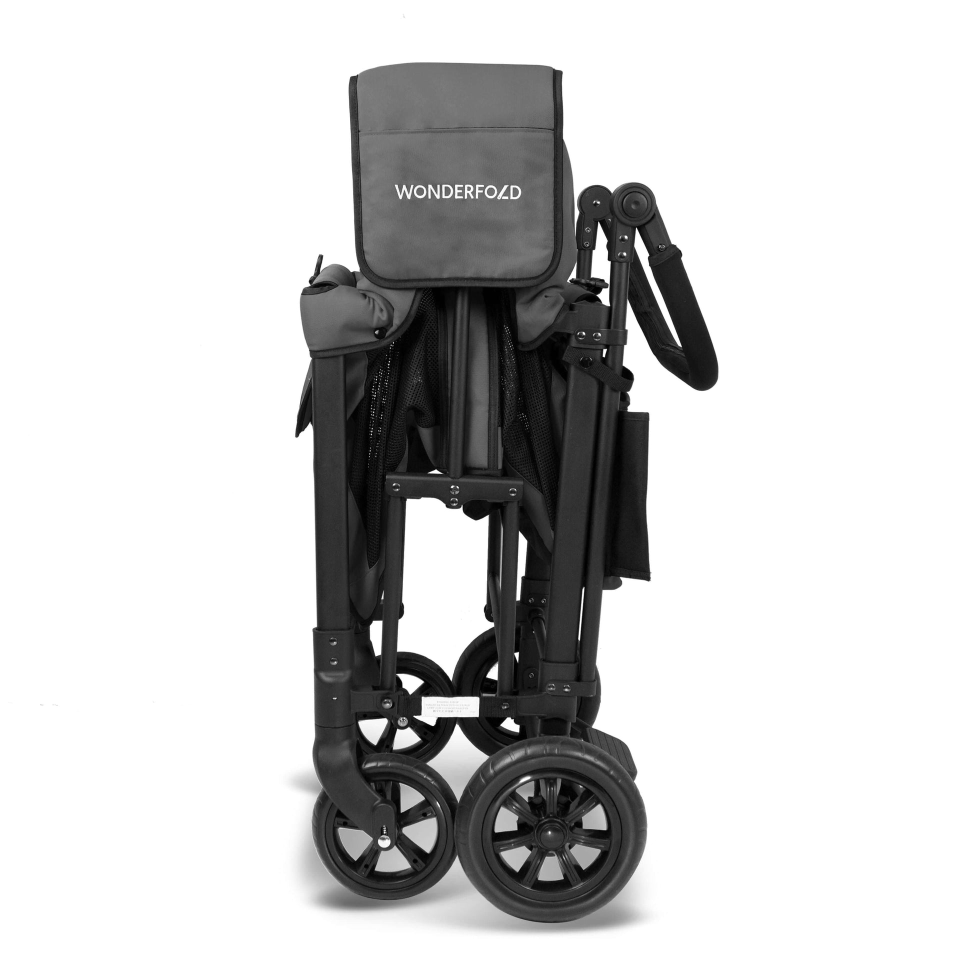 W2 Original + Double Stroller Wagon - Side View of Folded W2 Original + Double Stroller Wagon Gray