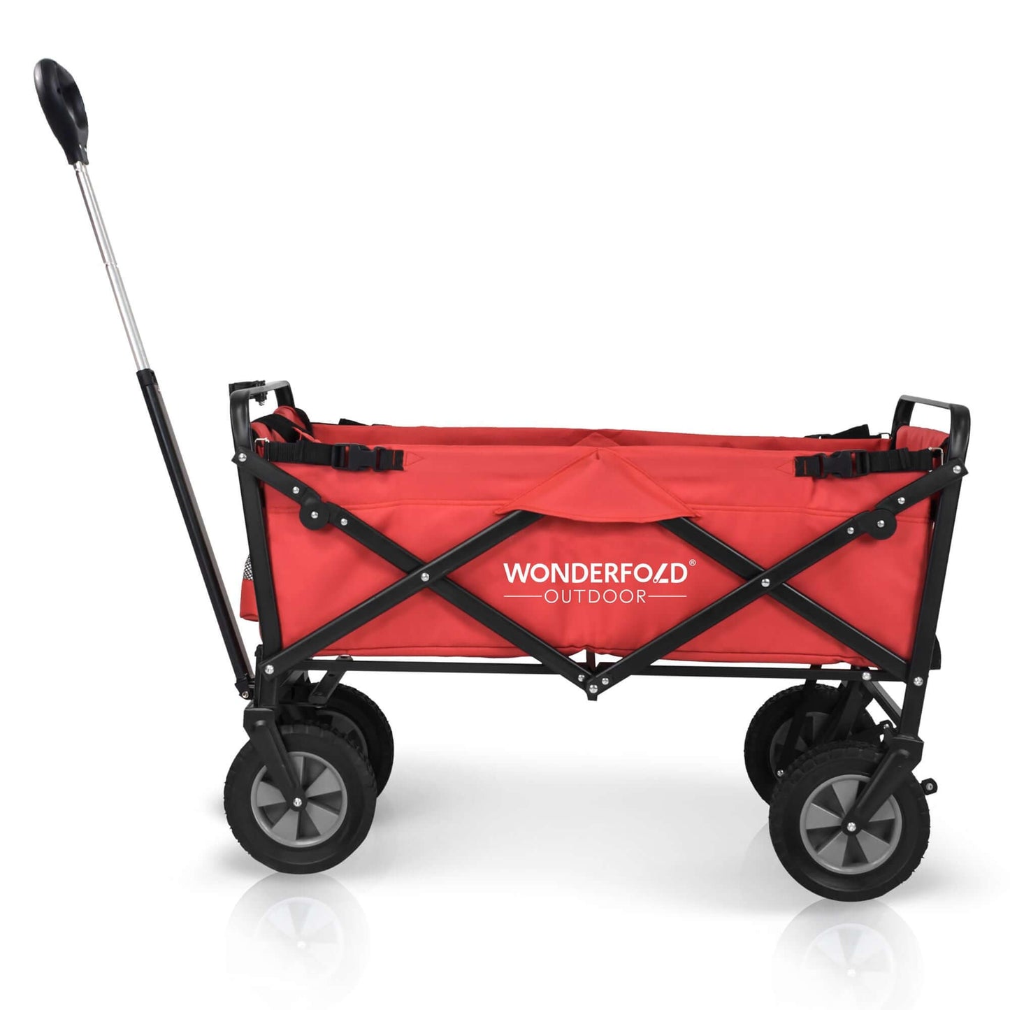 S1 Utility Folding Wagon with Self Stand - Side View of The Wagon S1 Red