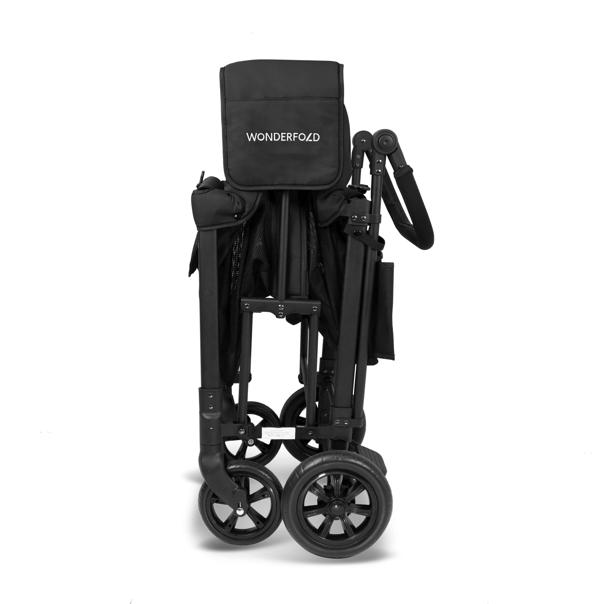 W2 Original + Double Stroller Wagon - Side View of Folded W2 Original + Double Stroller Wagon Black