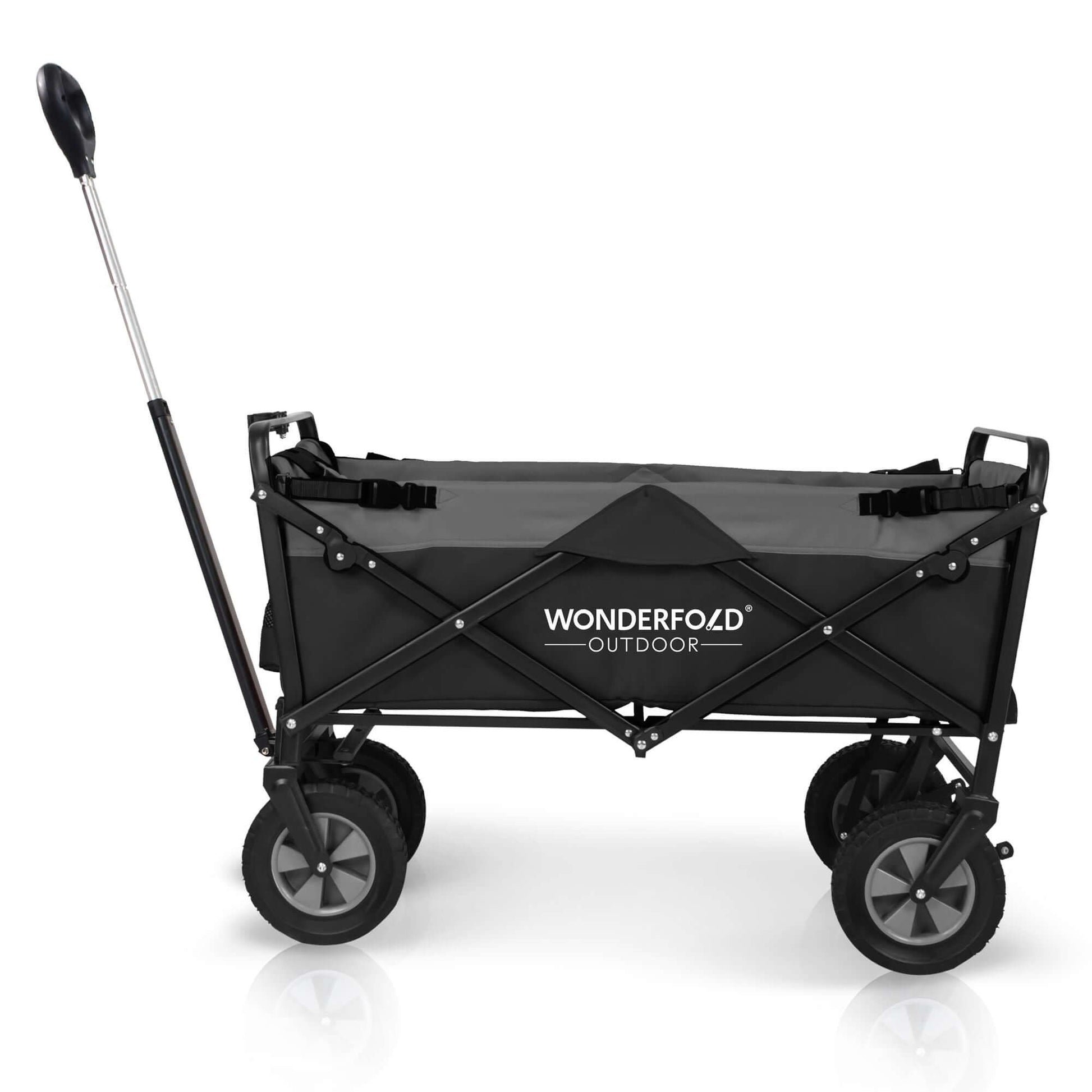 S1 Utility Folding Wagon with Self Stand - Side View of The Wagon S1 Black