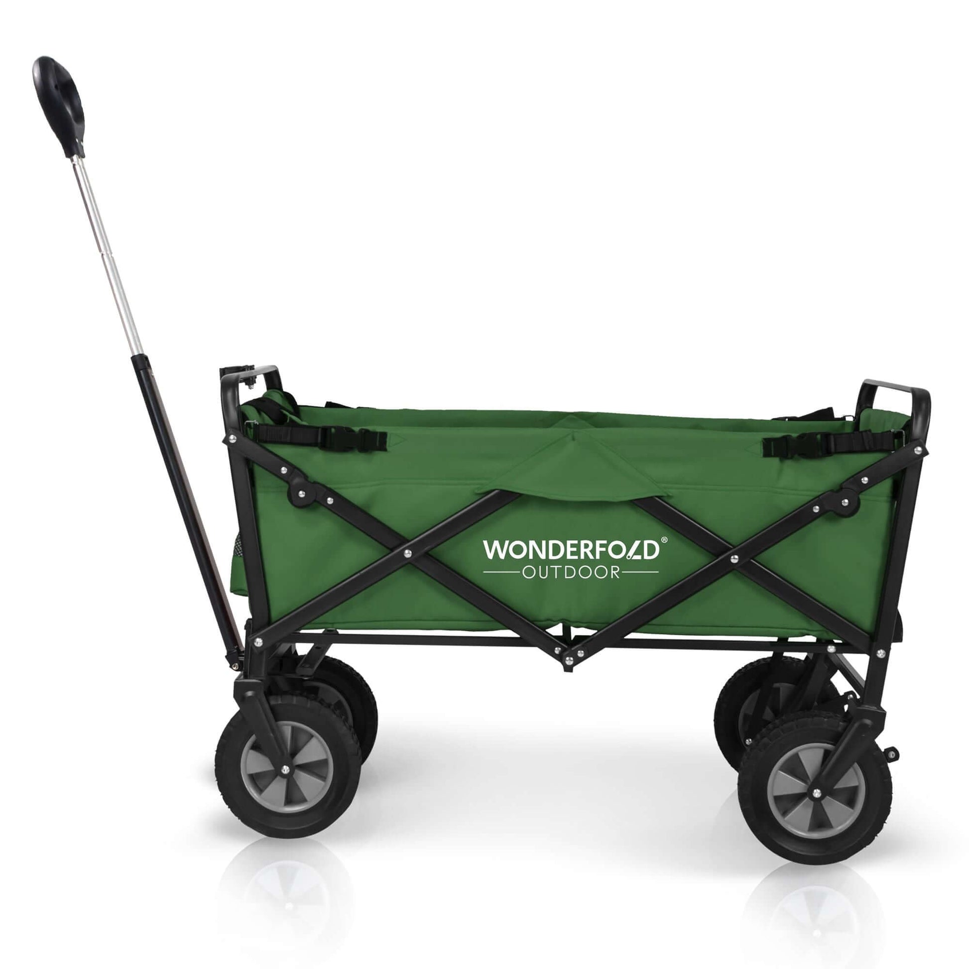 S1 Utility Folding Wagon with Self Stand - Side View of The Wagon S1 Green