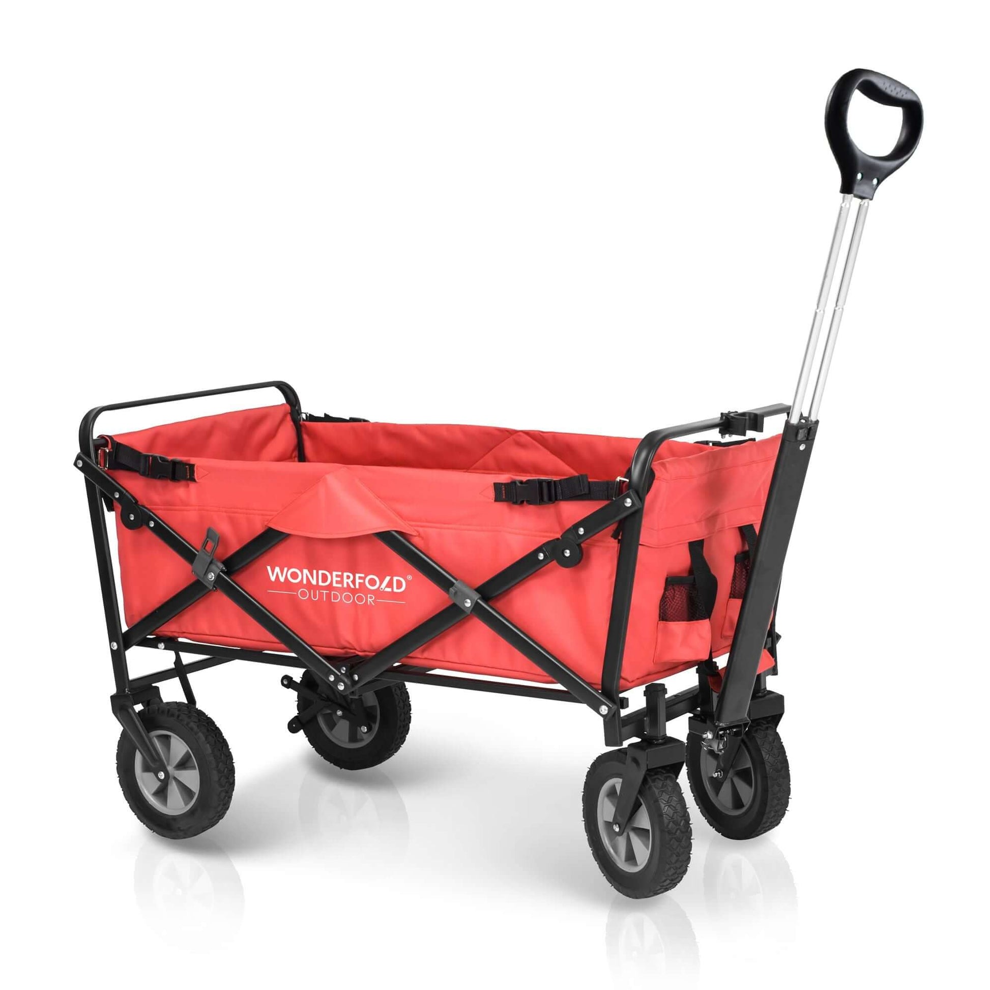 S1 Utility Folding Wagon with Self Stand - Back Inclined View of The Wagon S1 Red