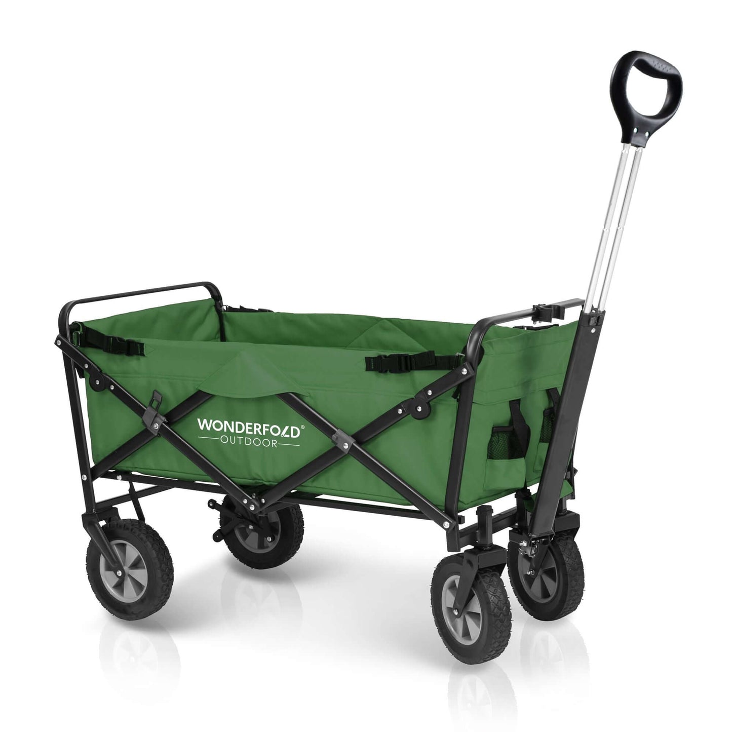 S1 Utility Folding Wagon with Self Stand - Back Inclined View of The Wagon S1 Green