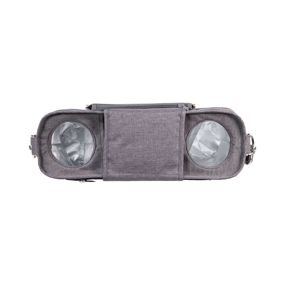 Parent Console with 2 Insulated Cup Holders - Top View of Parent Console with 2 Cup Holders Gray