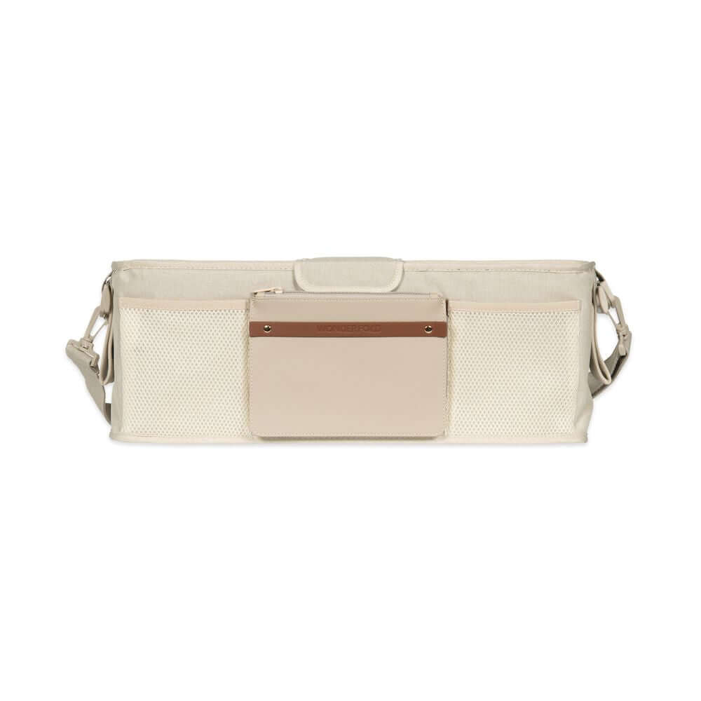 Parent Console Snack Activity Tray with 4 Cupholders - Front View of Parent Console with 4 Cup Holders Beige