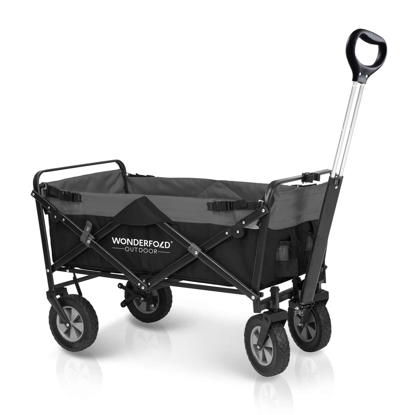 S1 Utility Folding Wagon with Self Stand - Back Inclined View of The Wagon S1 Black