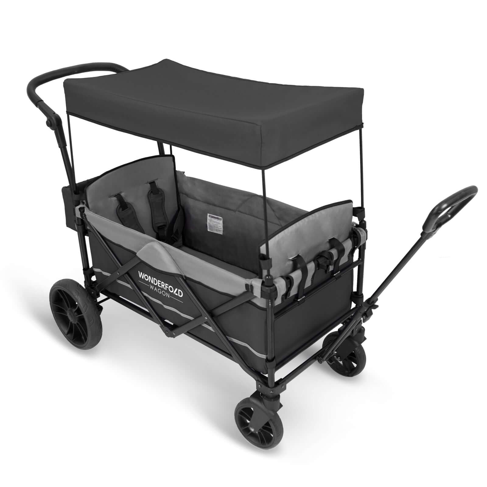 X2 Double Stroller Wagon - Top Inclined Front View of X2 Double Stroller Wagon Gray