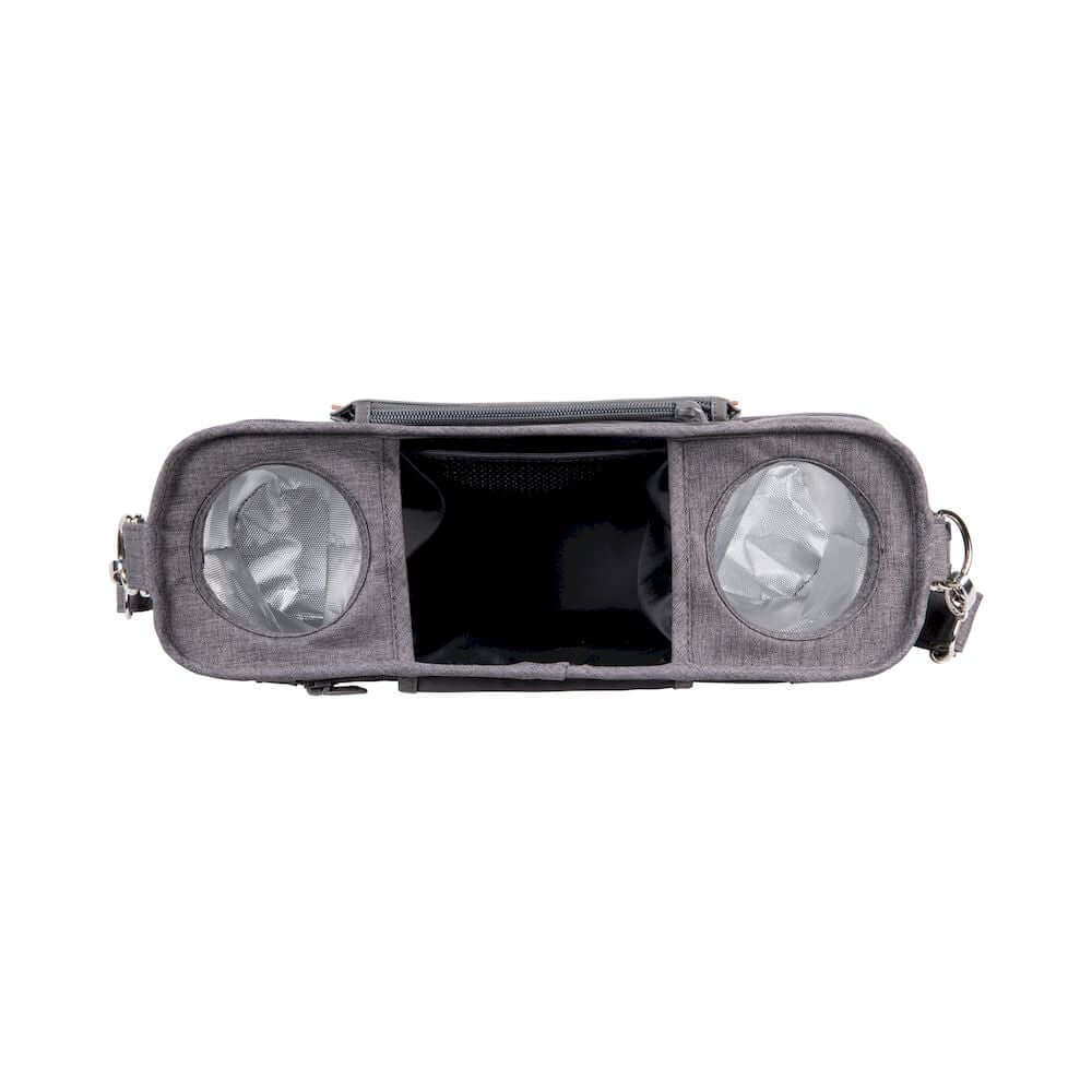 Parent Console with 2 Insulated Cup Holders - Open Top View of Parent Console with 2 Cup Holders Gray