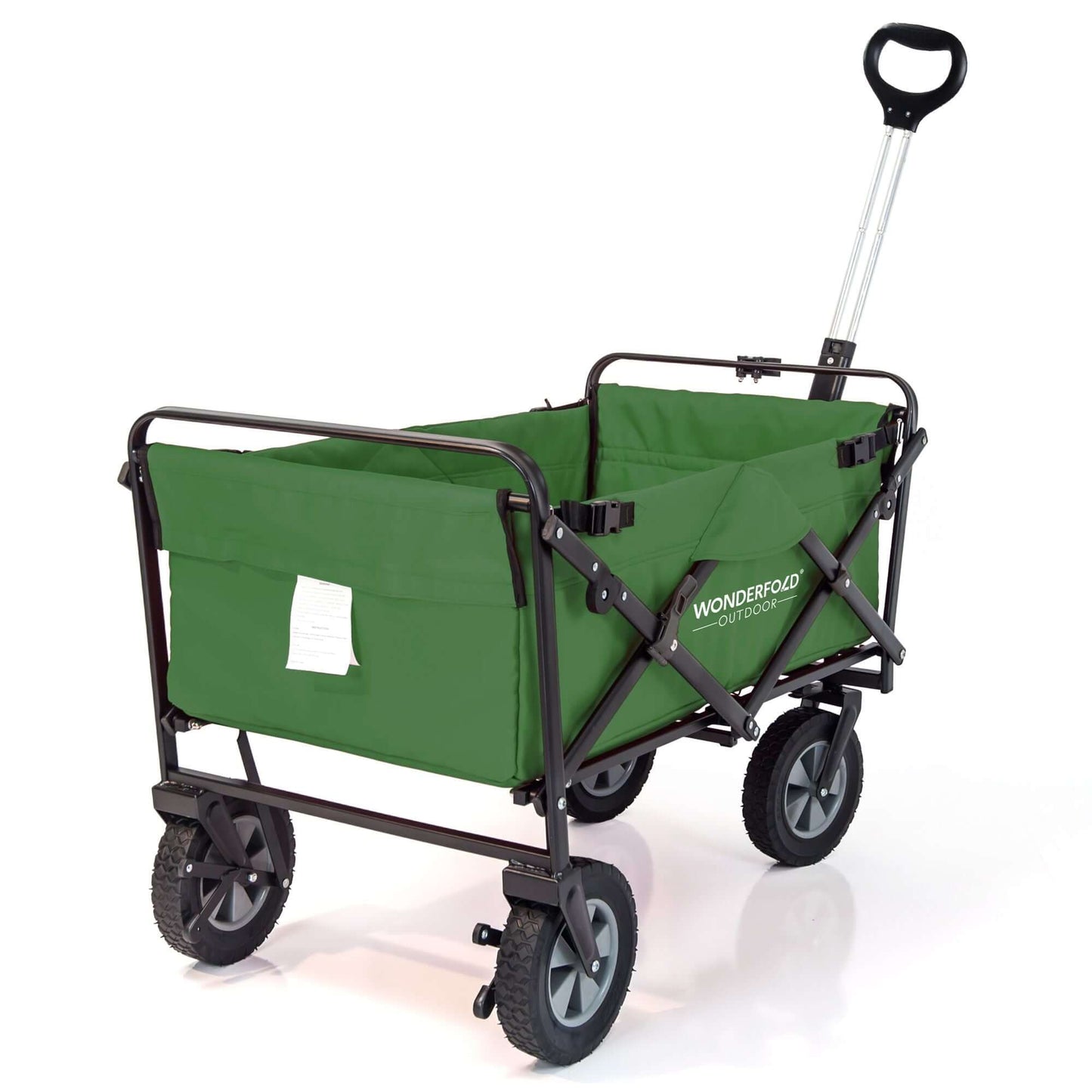 S1 Utility Folding Wagon with Self Stand - Back Inclined View of The Wagon S1 Green