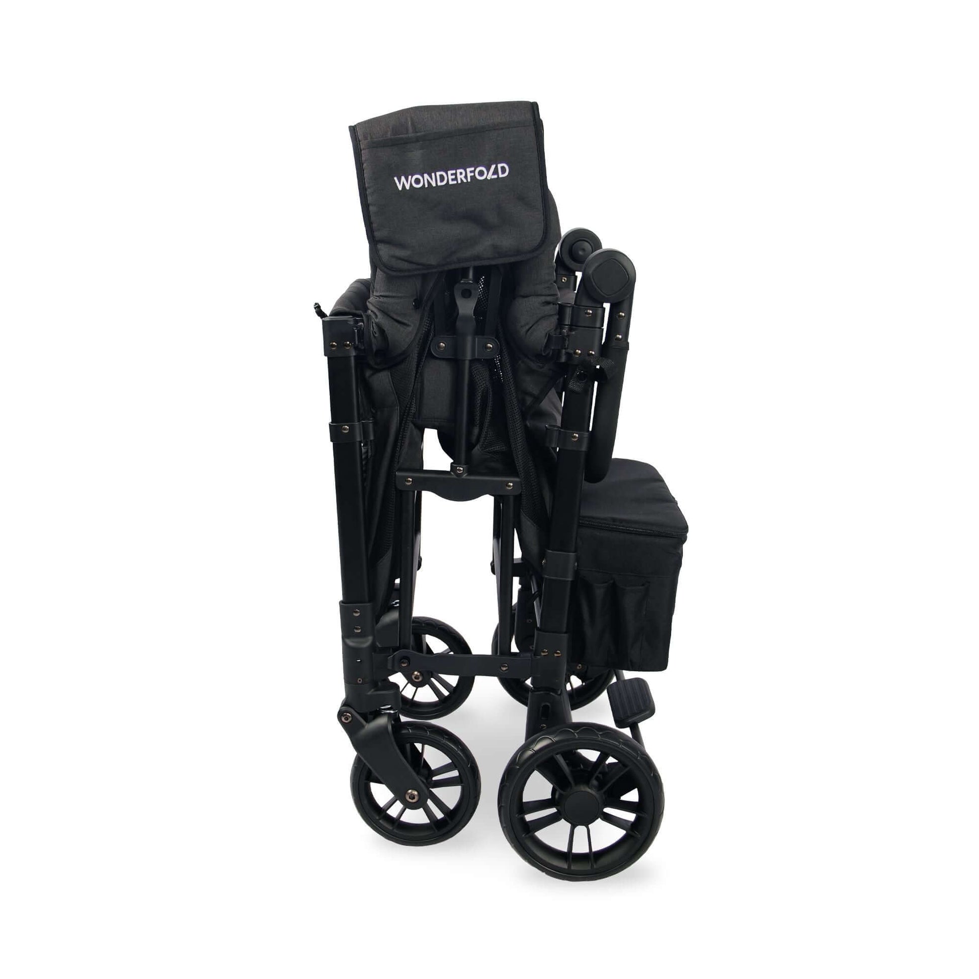 W2 Elite Double Stroller Wagon - Side View of Folded W2 Elite Double Stroller Wagon Black