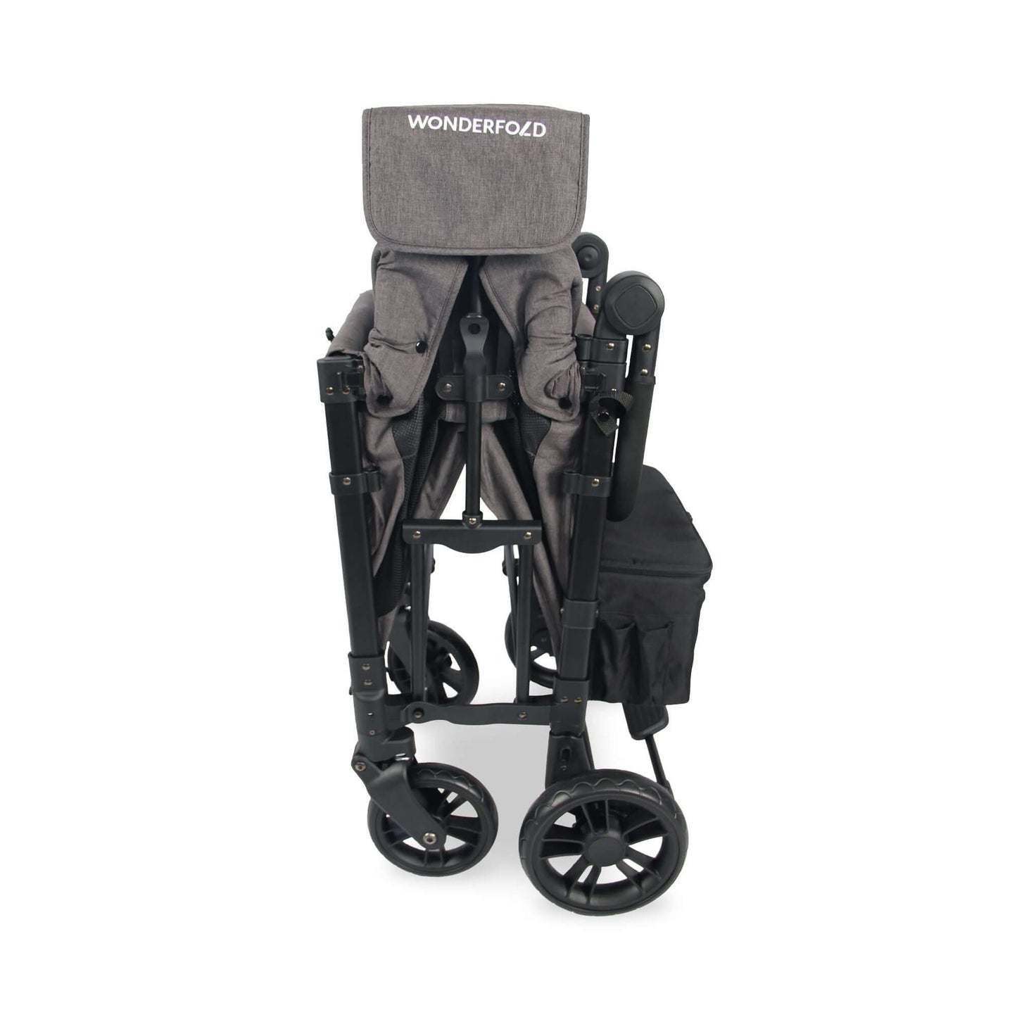 W2 Elite Double Stroller Wagon - Side View of Folded W2 Elite Double Stroller Wagon Gray