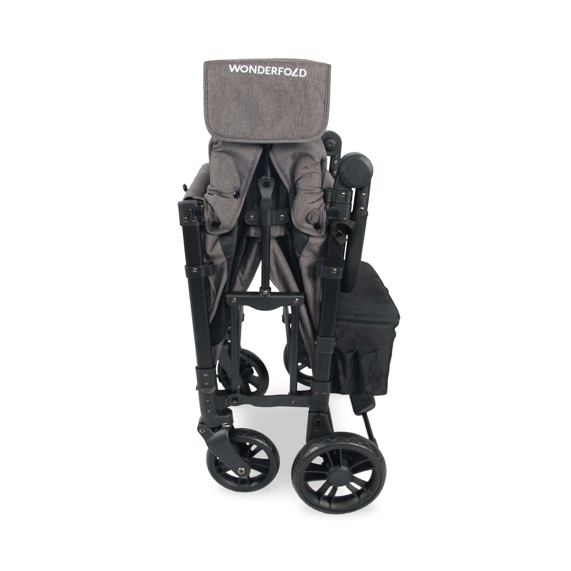 W2 Elite Double Stroller Wagon - Side View of Folded W2 Elite Double Stroller Wagon Gray