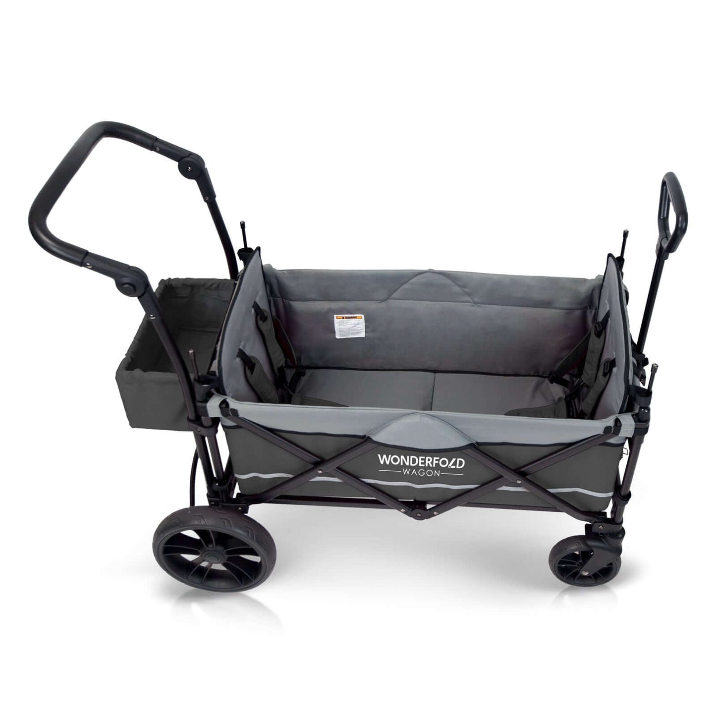 X2 Double Stroller Wagon - Top Inclined Side View of X2 Double Stroller Wagon Gray without Canopy