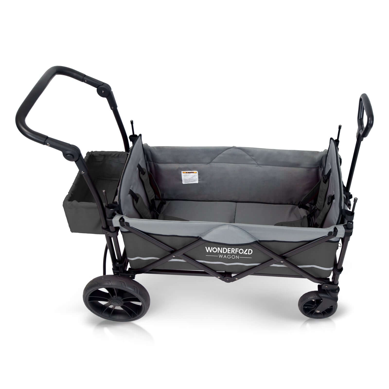 X2 Double Stroller Wagon - Top Inclined Side View of X2 Double Stroller Wagon Gray without Canopy