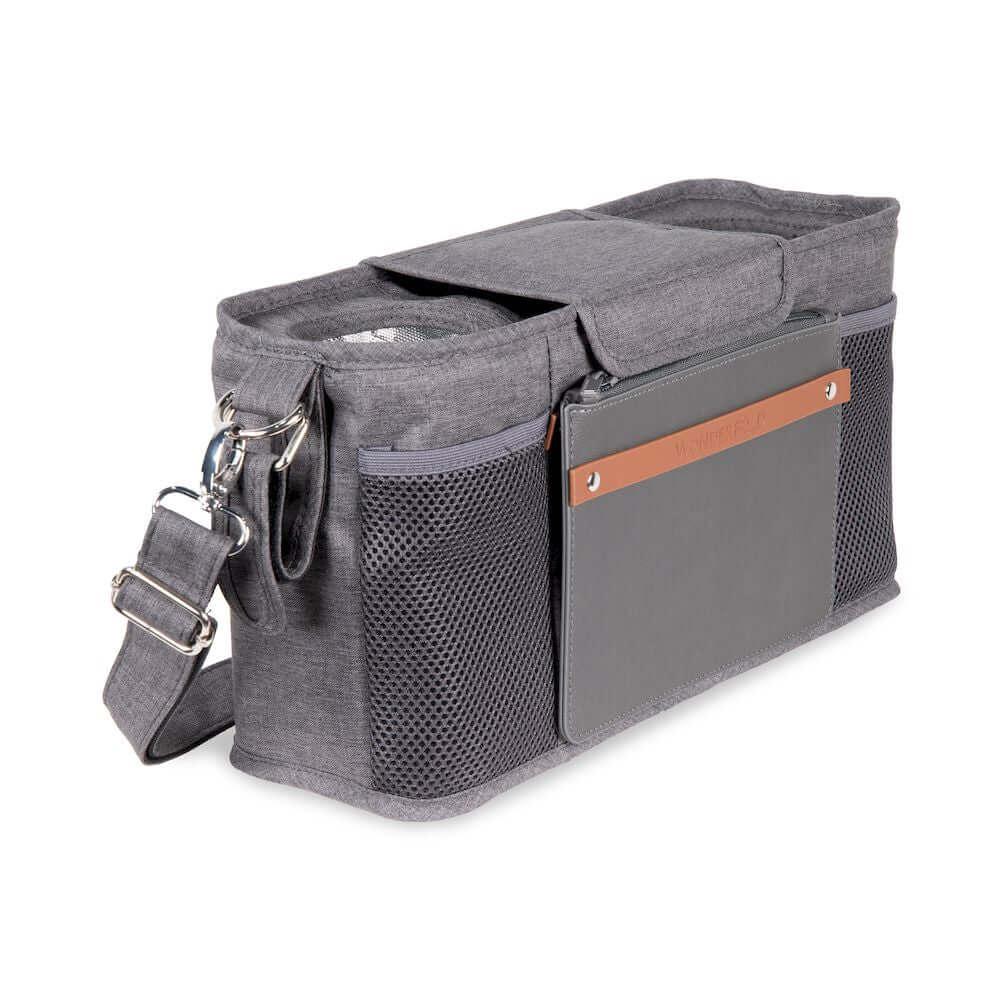Parent Console with 2 Insulated Cup Holders - Front Inclined View of Parent Console with 2 Cup Holders Gray