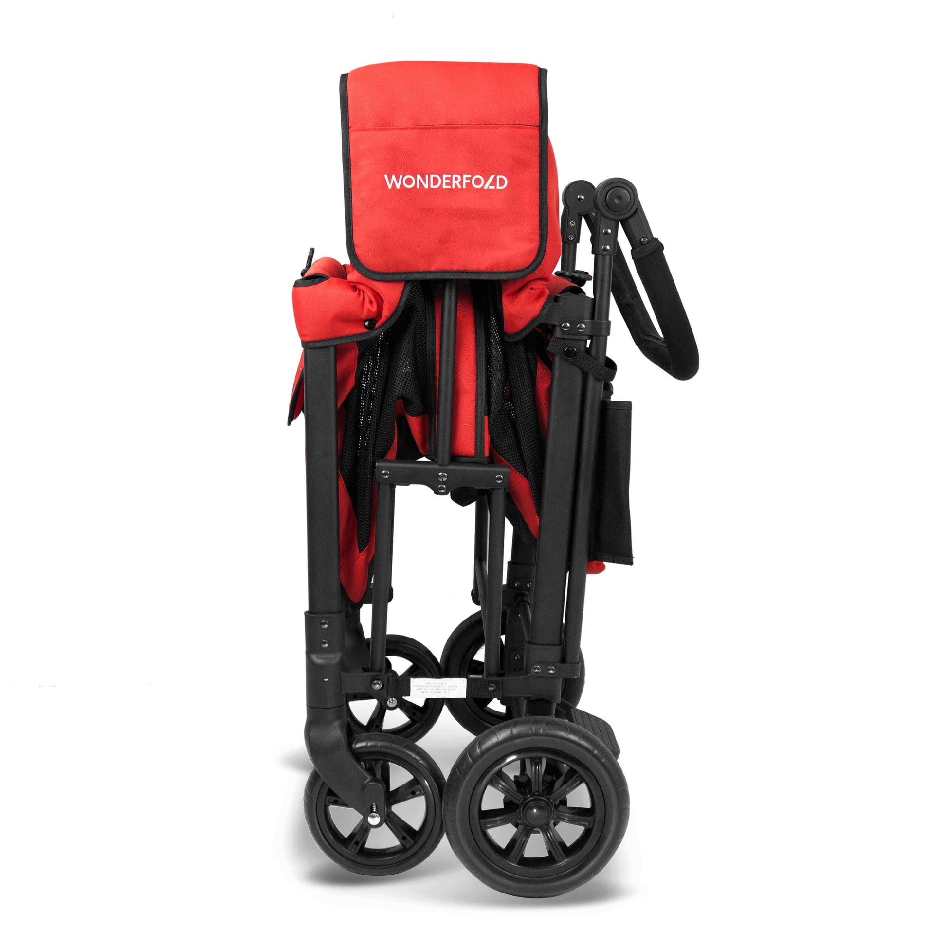 W2 Original + Double Stroller Wagon - Side View of Folded W2 Original + Double Stroller Wagon Red
