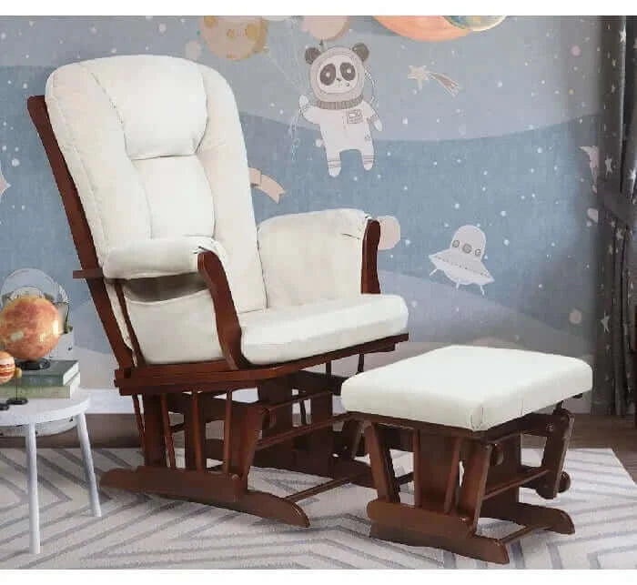 Rocking Chair Ottoman Set Nursery Glider with Pillow