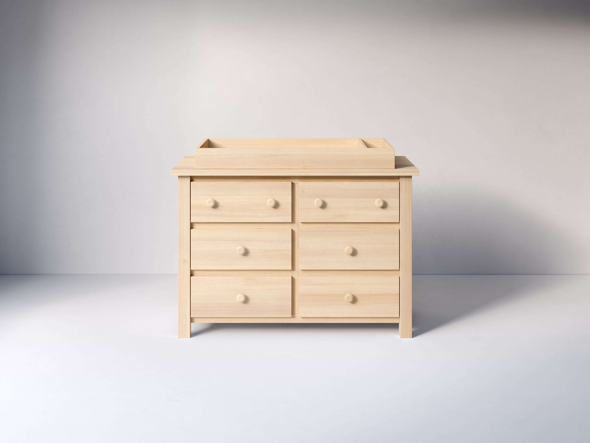 Branch Double Dresser - Front View of Changer Tray Natural on Double Dresser