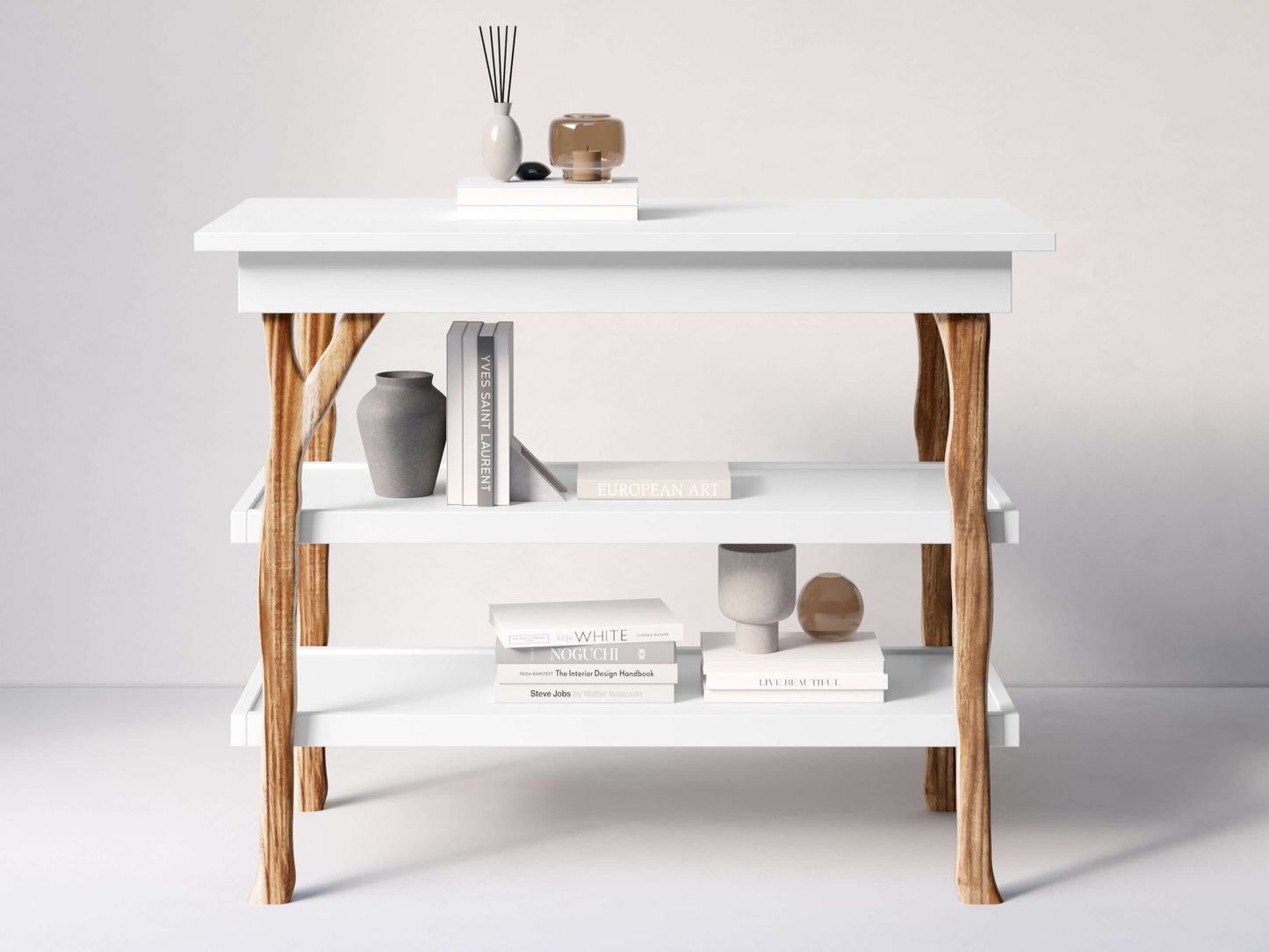 Branch Open Shelf Changing Table - Front View of Open Shelf Changing Table Acacia
