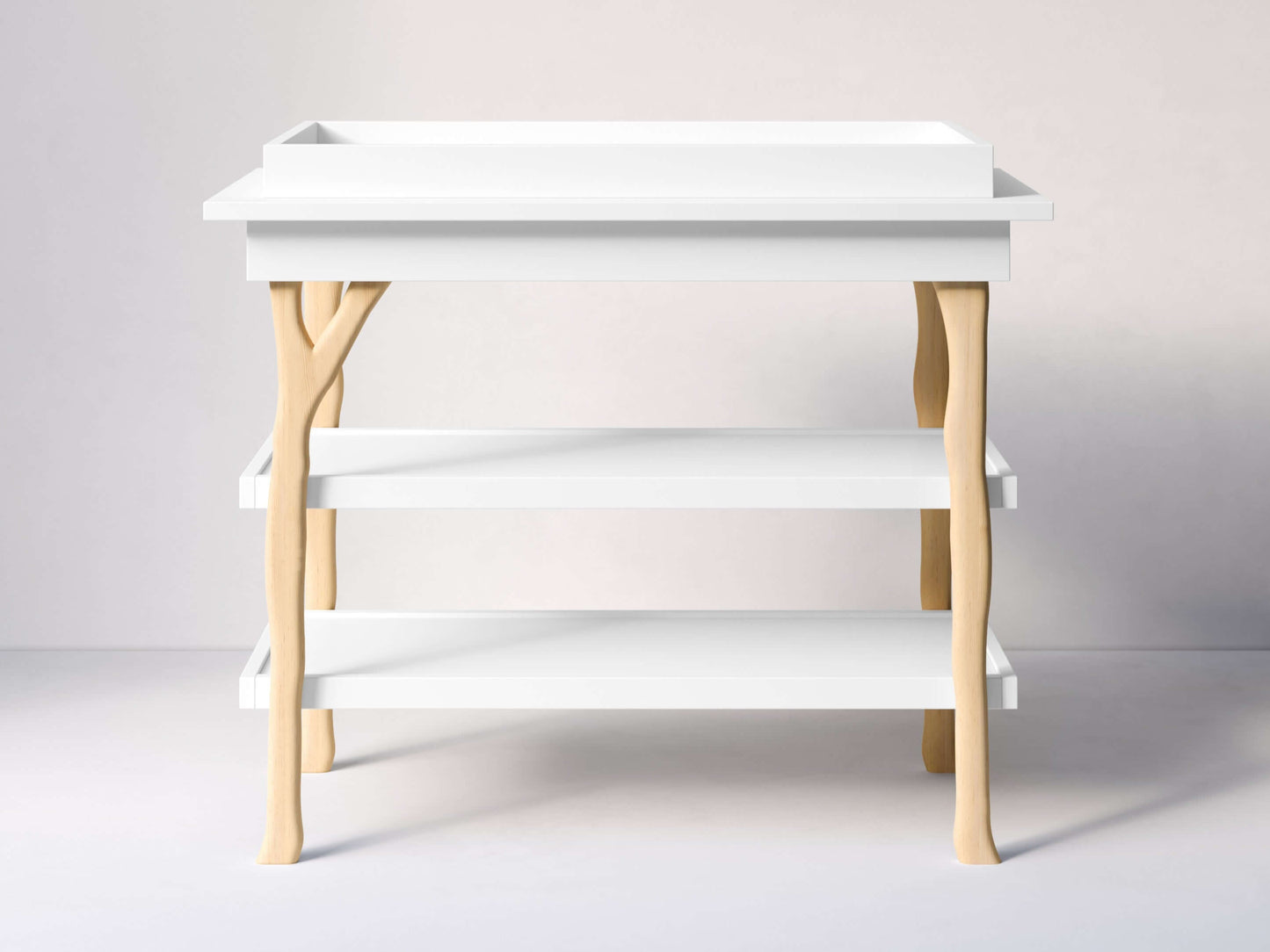 Branch Open Shelf Changing Table - Front View of Open Shelf Changing Table Natural Snow