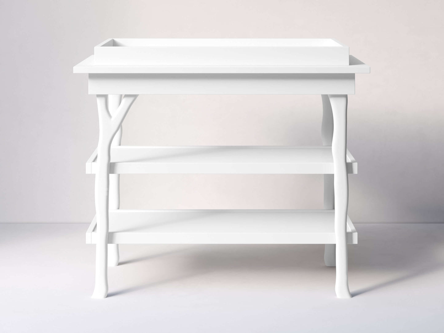 Branch Open Shelf Changing Table - Front View of Open Shelf Changing Table Snow White