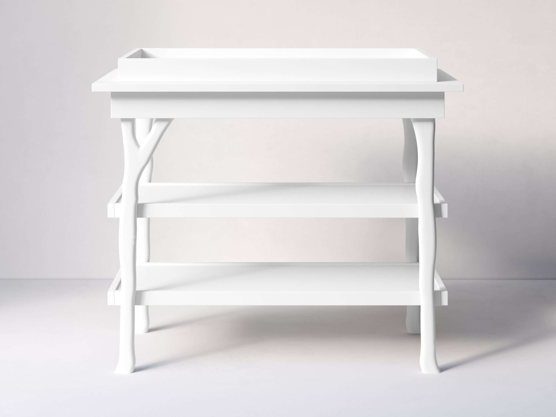 Branch Open Shelf Changing Table - Front View of Open Shelf Changing Table Snow White