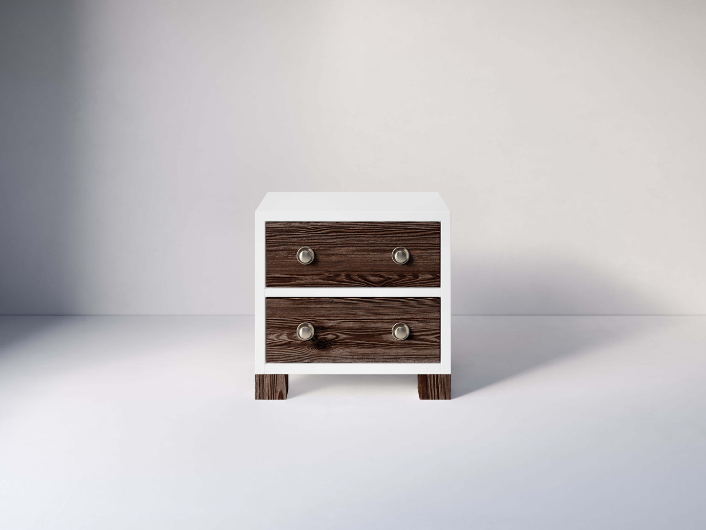 True 2 Drawer Nightstand - Front View of 2 Drawer Nightstand Mud with Snow