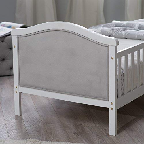 French White Padded Gray Toddler Bed