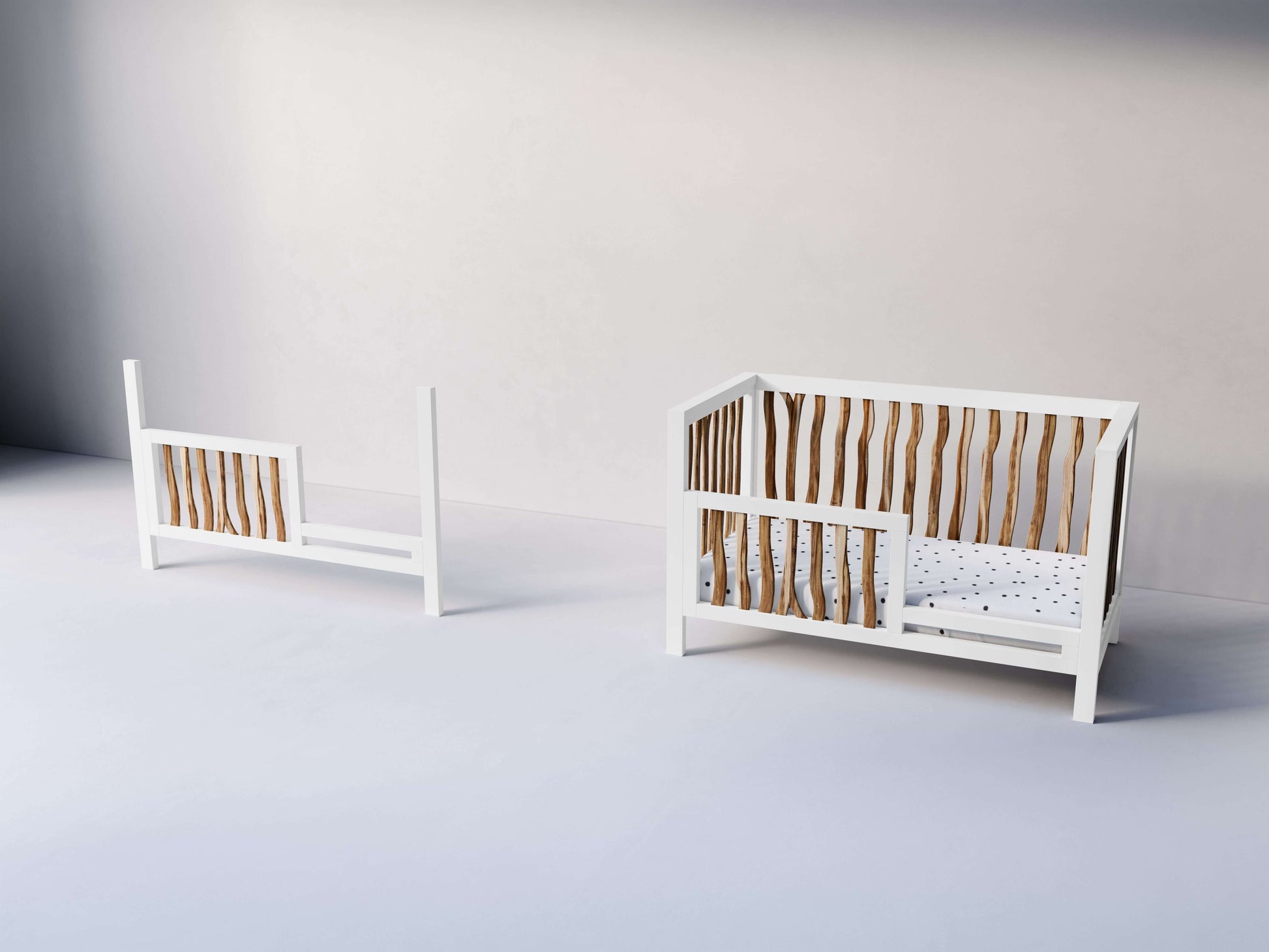 Branch Toddler & Day Bed Conversion Kit - Side View of Toddler & Day Bed Conversion Kit Acacia