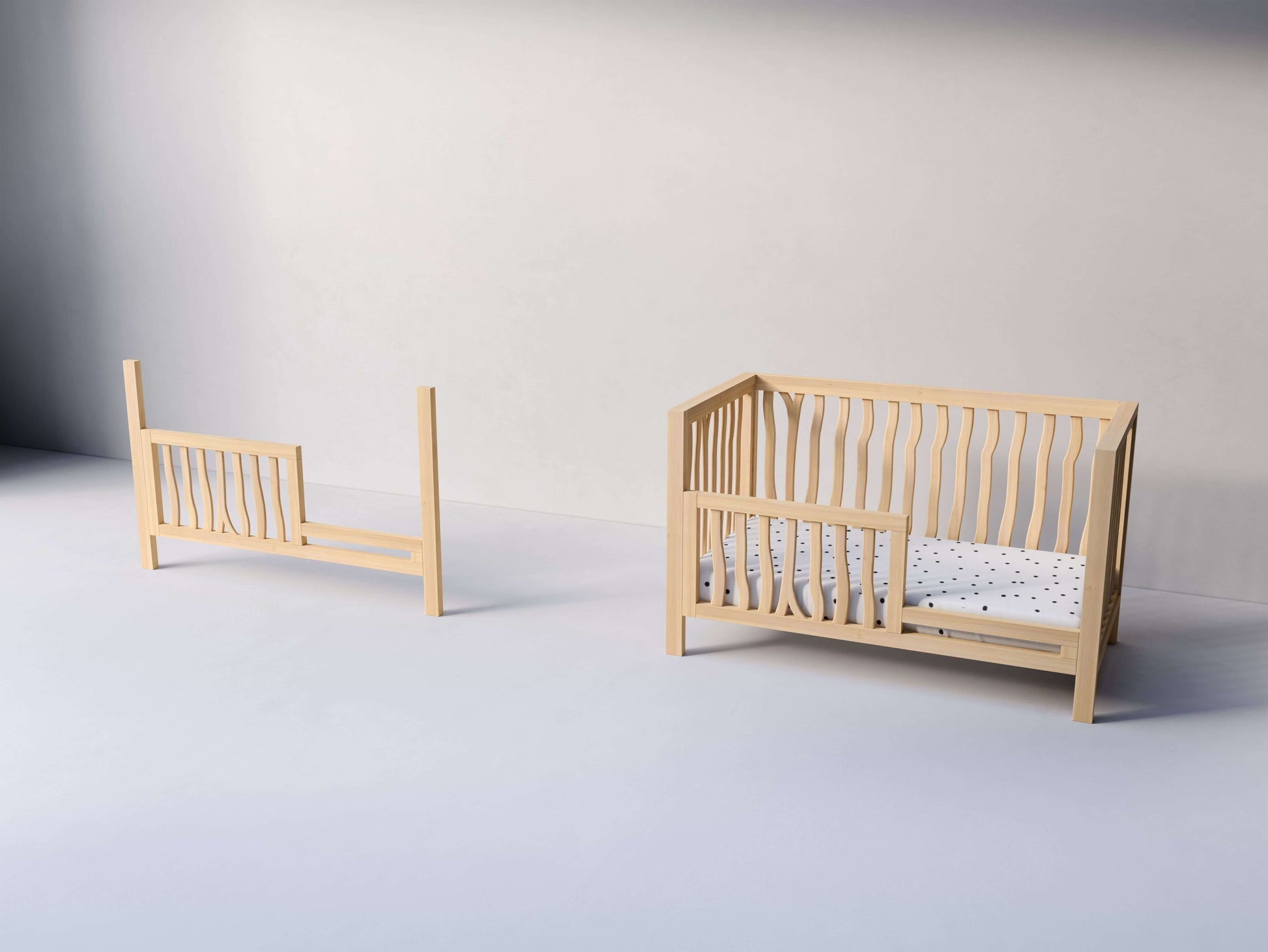 Branch Toddler & Day Bed Conversion Kit - Side View of Toddler & Day Bed Conversion Kit Natural