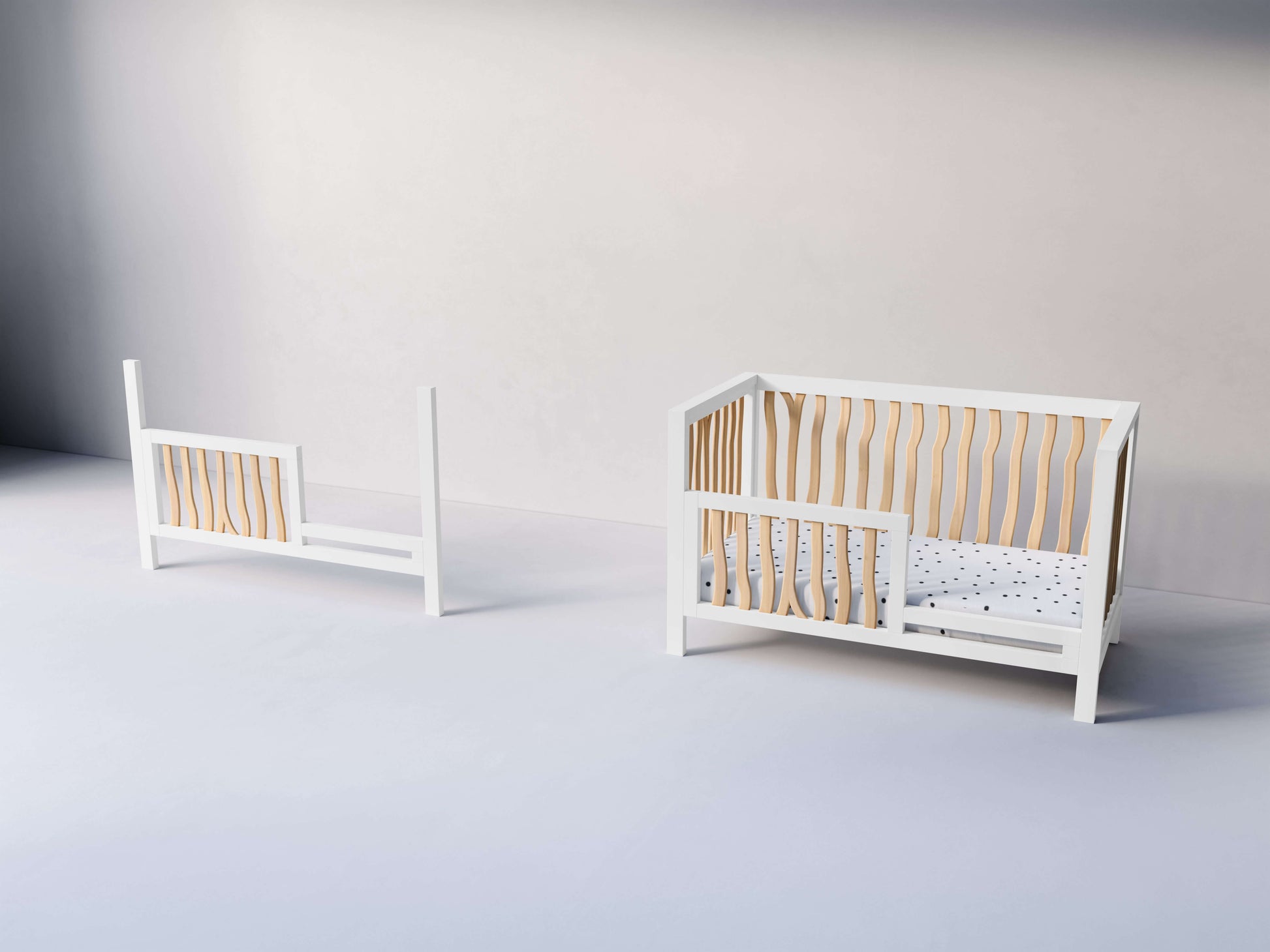 Branch Toddler & Day Bed Conversion Kit - Side View of Toddler & Day Bed Conversion Kit Natural Snow