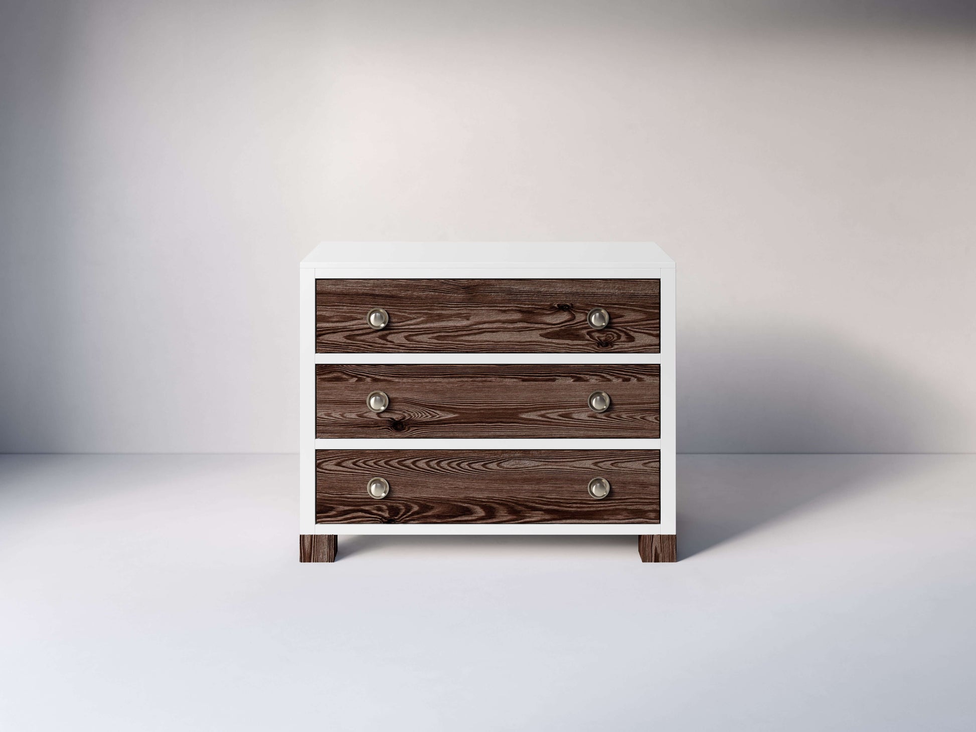 True 3 Drawer Dresser - Front View of 3 Drawer Dresser Mud with Snow