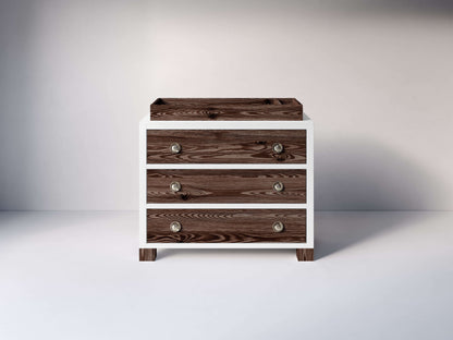True 3 Drawer Dresser - Front View of 3 Drawer Dresser Mud with Snow with Changing Tray on Top