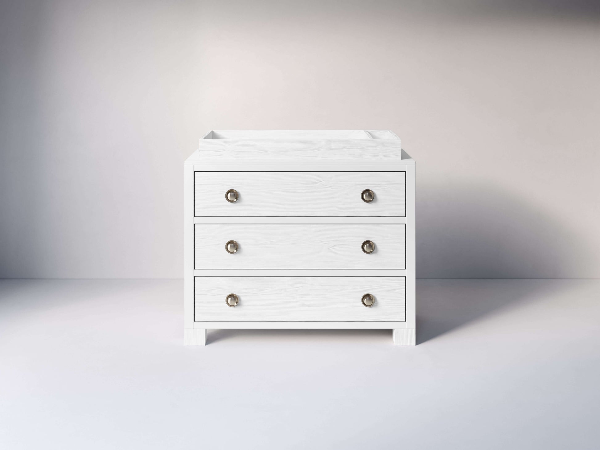 True 3 Drawer Dresser - Front View of 3 Drawer Dresser Snowstrom with Changing Tray on Top