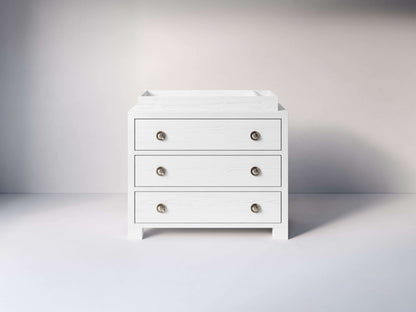 True 3 Drawer Dresser - Front View of 3 Drawer Dresser Snowstrom with Changing Tray on Top