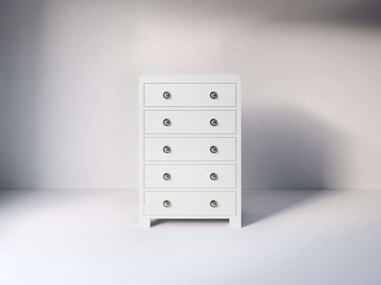 True 5 Drawer Dresser - Front View of 5 Drawer Dresser Snow White