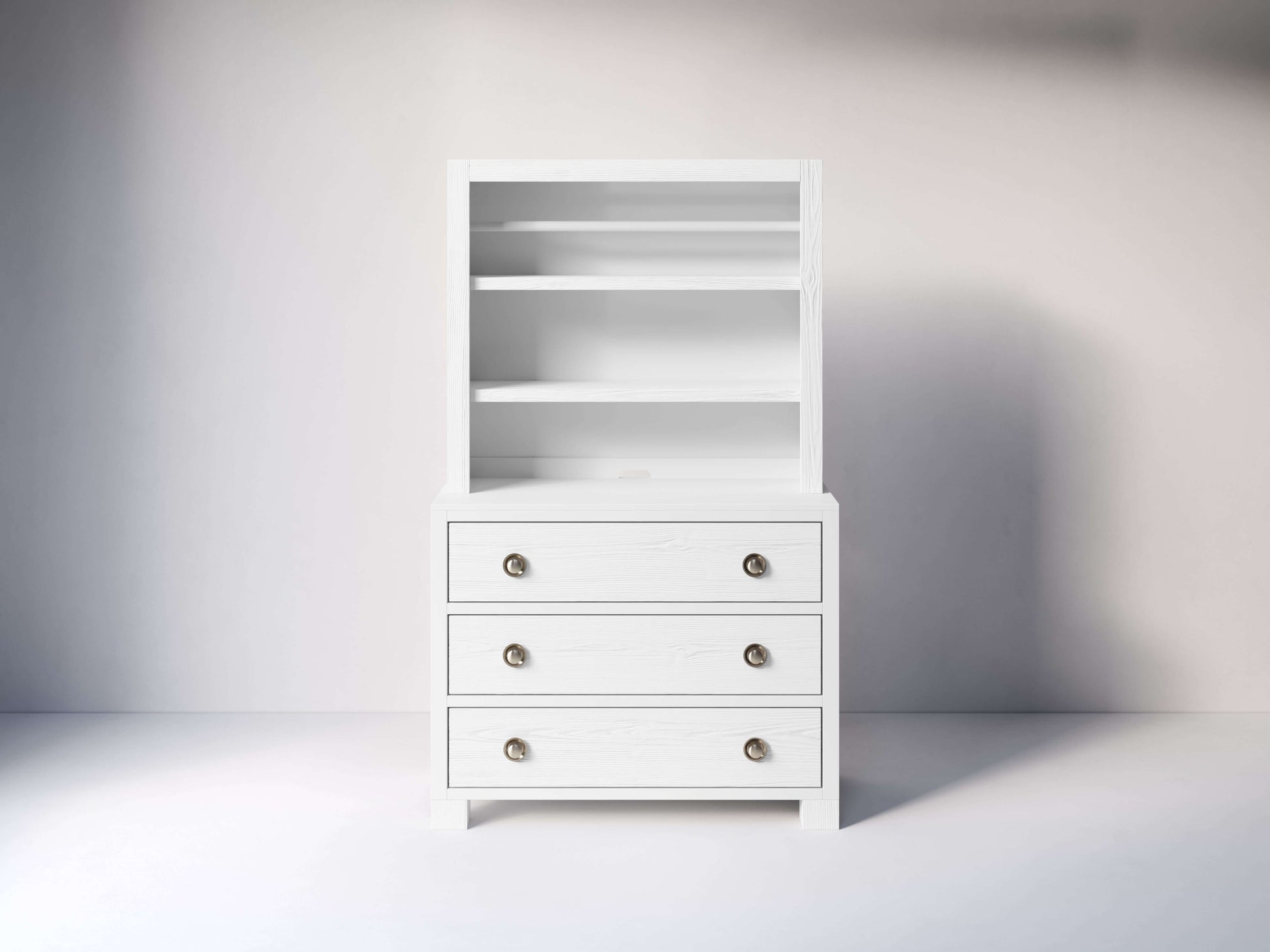 True Hutch/ Bookcase - Front View of Hutch/ Bookcase Snowstrom on Top of Double Dresser