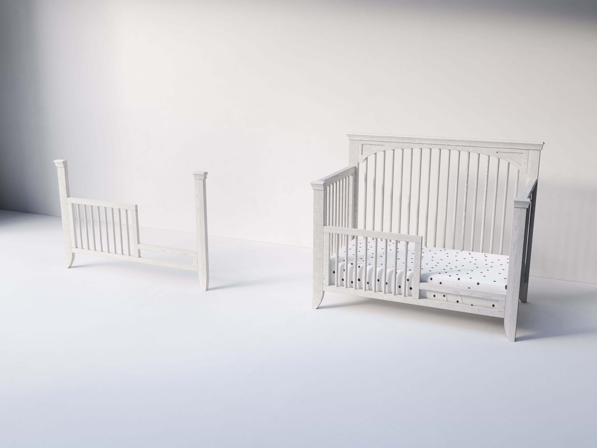 Cameo Sleigh Toddler Bed Conversion Kit - Side View of Sleigh Toddler Bed Conversion Kit Steam