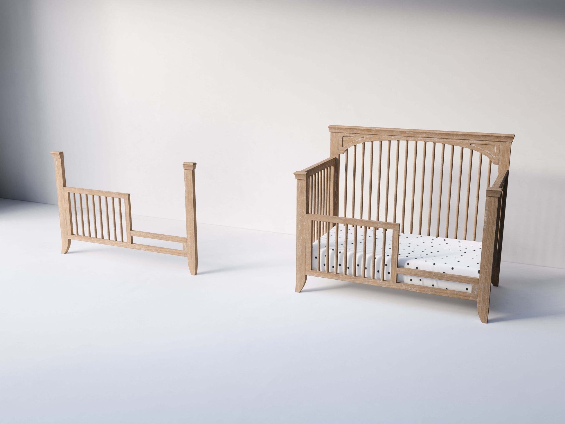 Cameo Sleigh Toddler Bed Conversion Kit - Side View of Sleigh Toddler Bed Conversion Kit Toast