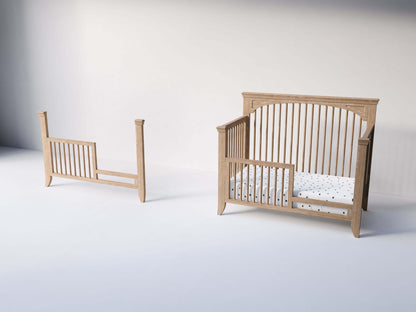 Cameo Sleigh Toddler Bed Conversion Kit - Side View of Sleigh Toddler Bed Conversion Kit Toast