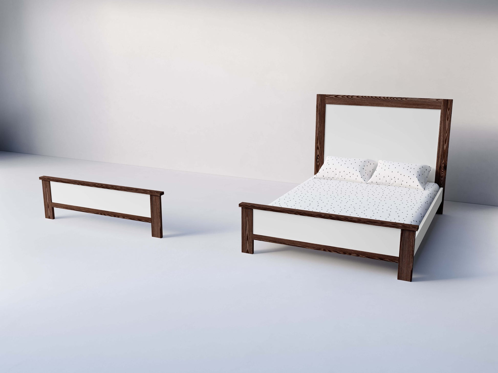 True Low Profile Footboard - Side View of Low Profile Footboard Mud with Snow