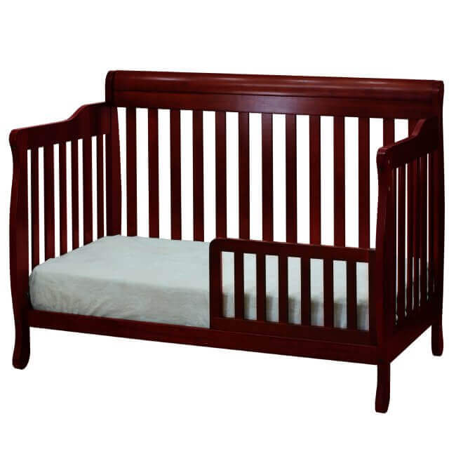 AFG Alice Convertible Crib w/ Toddler Rail - Cherry guard rail side