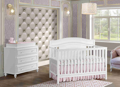 Briella 3 Drawer Dresser - Lifestyle Image Inclined Side View of Briella 3 Drawer Dresser White 