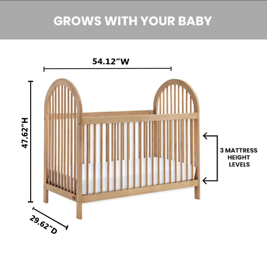 Everlee 3 in 1 Convertible Crib - Dimension Image of Everlee 3 in 1 Convertible Crib Honey Wood