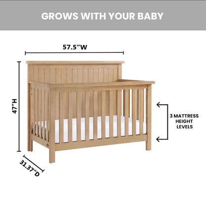 Everlee 4-In-1 Convertible Crib - Dimension Image of Everlee 4-In-1 Convertible Crib Honey Wood