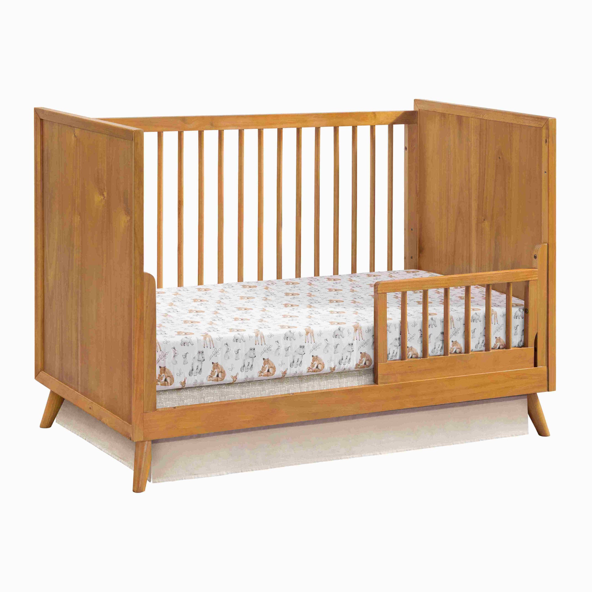 Dawson Guard Rail - Inclined Side View of Dawson Crib with Dawson Guard Rail Honey