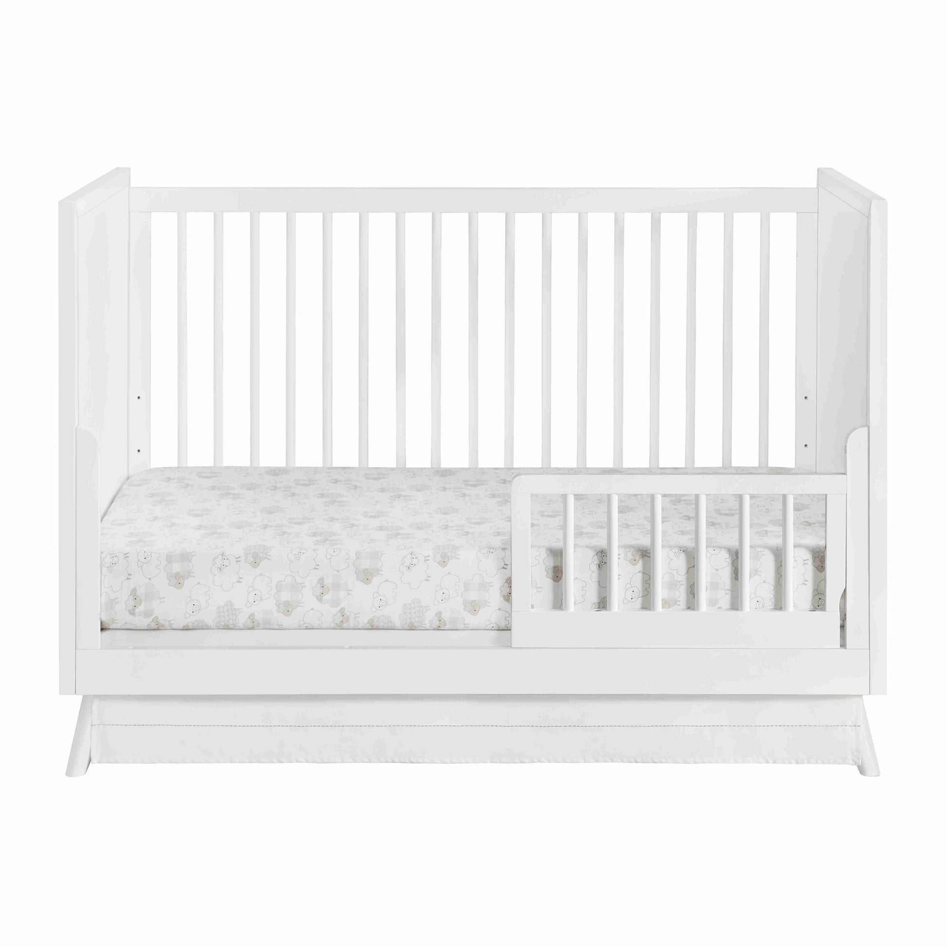 Dawson Guard Rail - Front View of Dawson Crib with Dawson Guard Rail White