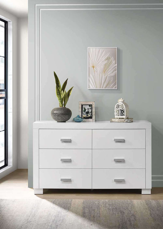 6 Drawer Dresser - Lifestyle Image Front View of 6 Drawer Dresser White
