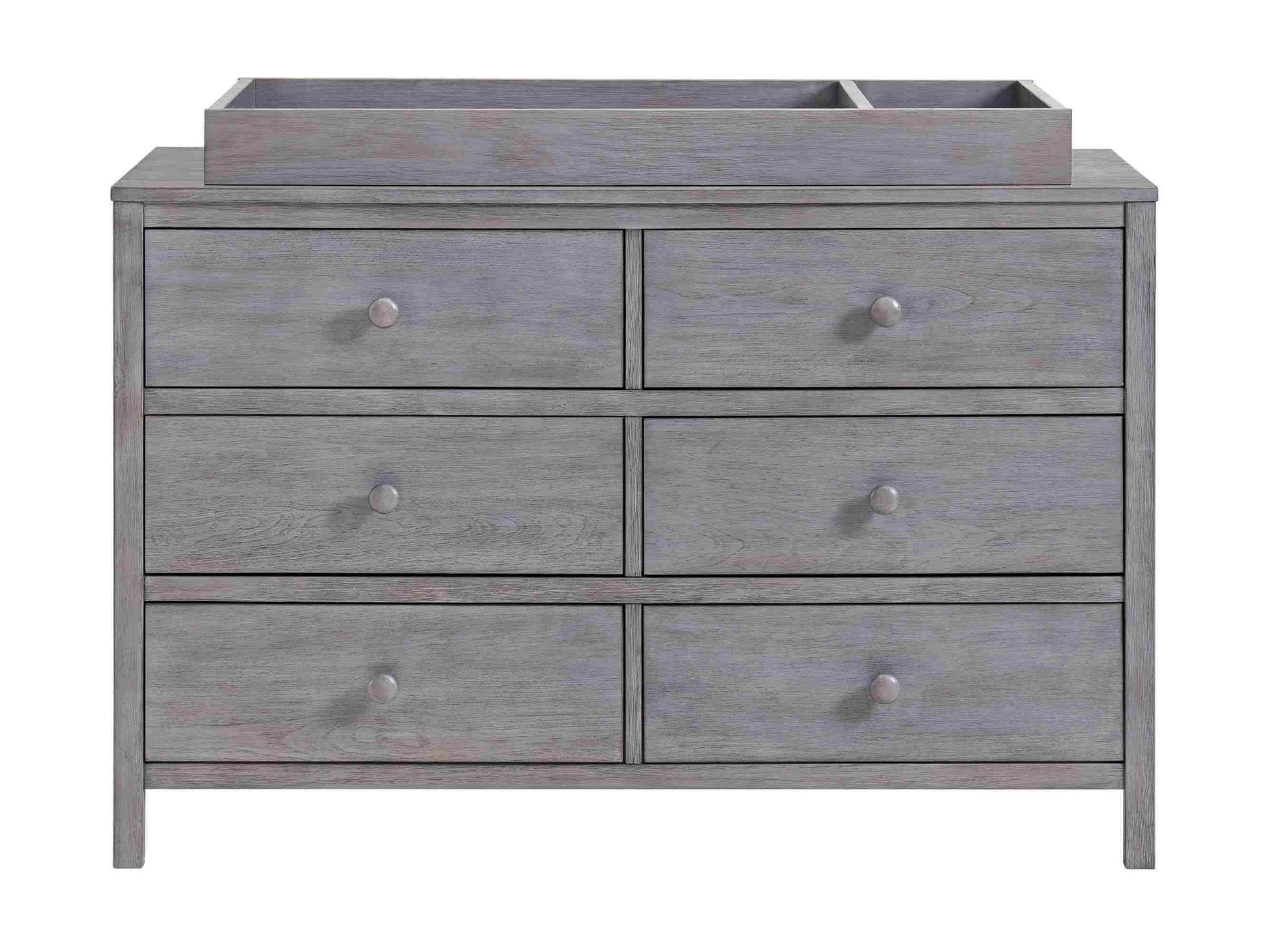 Everlee Changing Topper - Front View of Everlee Changing Topper on Top of 6 Drawer Dresser Honey