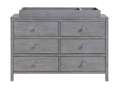 Everlee Changing Topper - Front View of Everlee Changing Topper on Top of 6 Drawer Dresser Honey